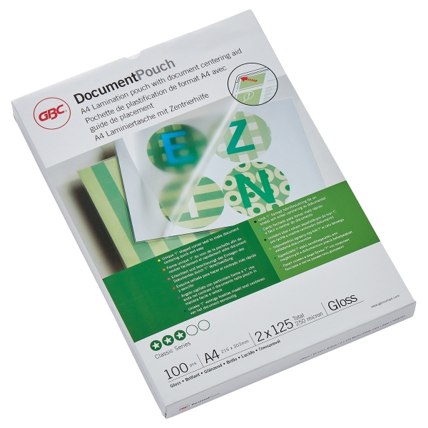 100 pochettes de plastification A4 125 microns brillantes