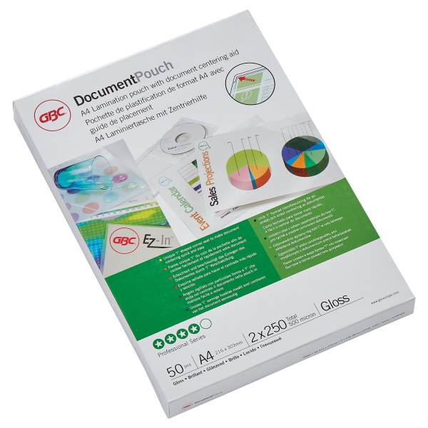 50 pochettes de plastification A4 250 microns brillantes