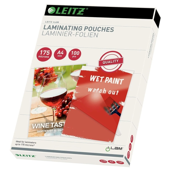 100 pochettes de plastification iLAM A4 175 microns brillantes