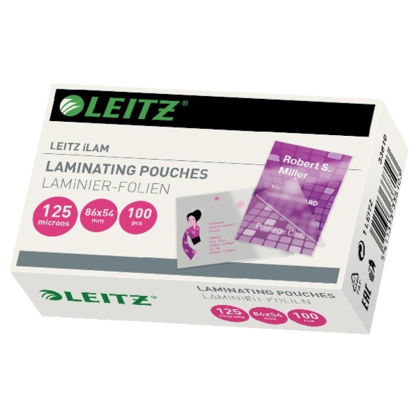 100 pochettes de plastification iLAM 54 x 86 mm 125 microns brillantes