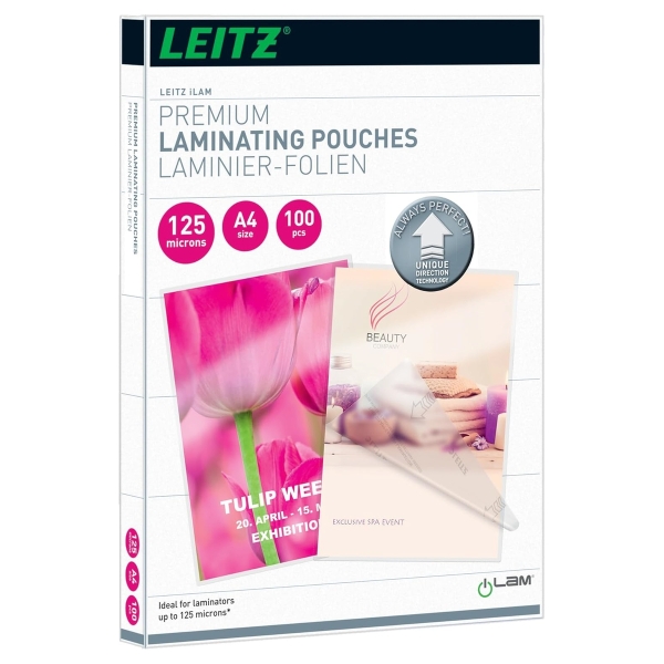 100 pochettes de plastification iLAM A4 125 microns brillantes