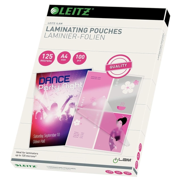 100 pochettes de plastification iLAM premium A4 125 microns brillantes