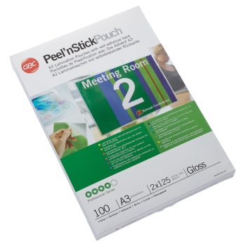 100 pochettes de plastification Peel'nStick A3 125 microns brillantes GBC base - 3747236