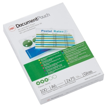 100 pochettes de plastification A6 75 microns brillantes GBC base - 3743152