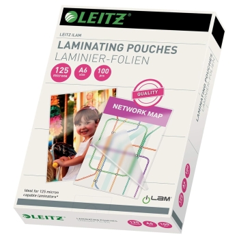 100 pochettes de plastification A6 125 microns brillantes LEITZ base - 33806