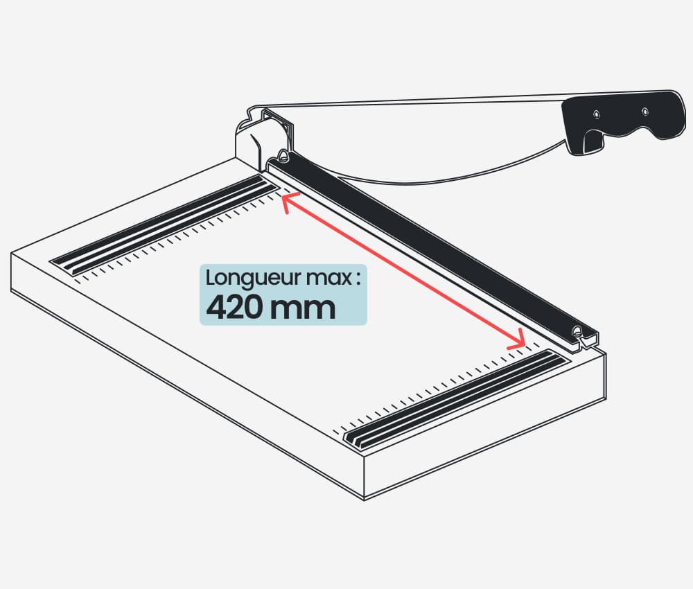 La longueur de coupe de la  cisaille papier A3 Precision Office Pro A3 LEITZ est de 420 mm