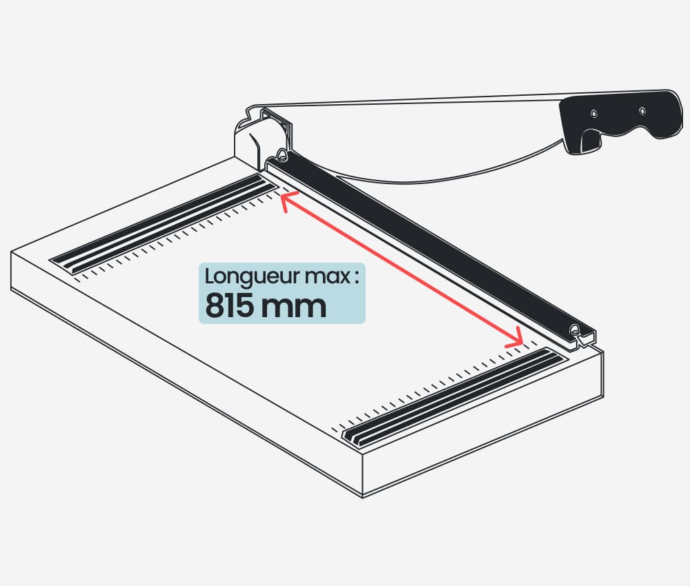 La longueur de coupe de la  cisaille matériaux spécifiques A2 580 DAHLE est de 815 mm
