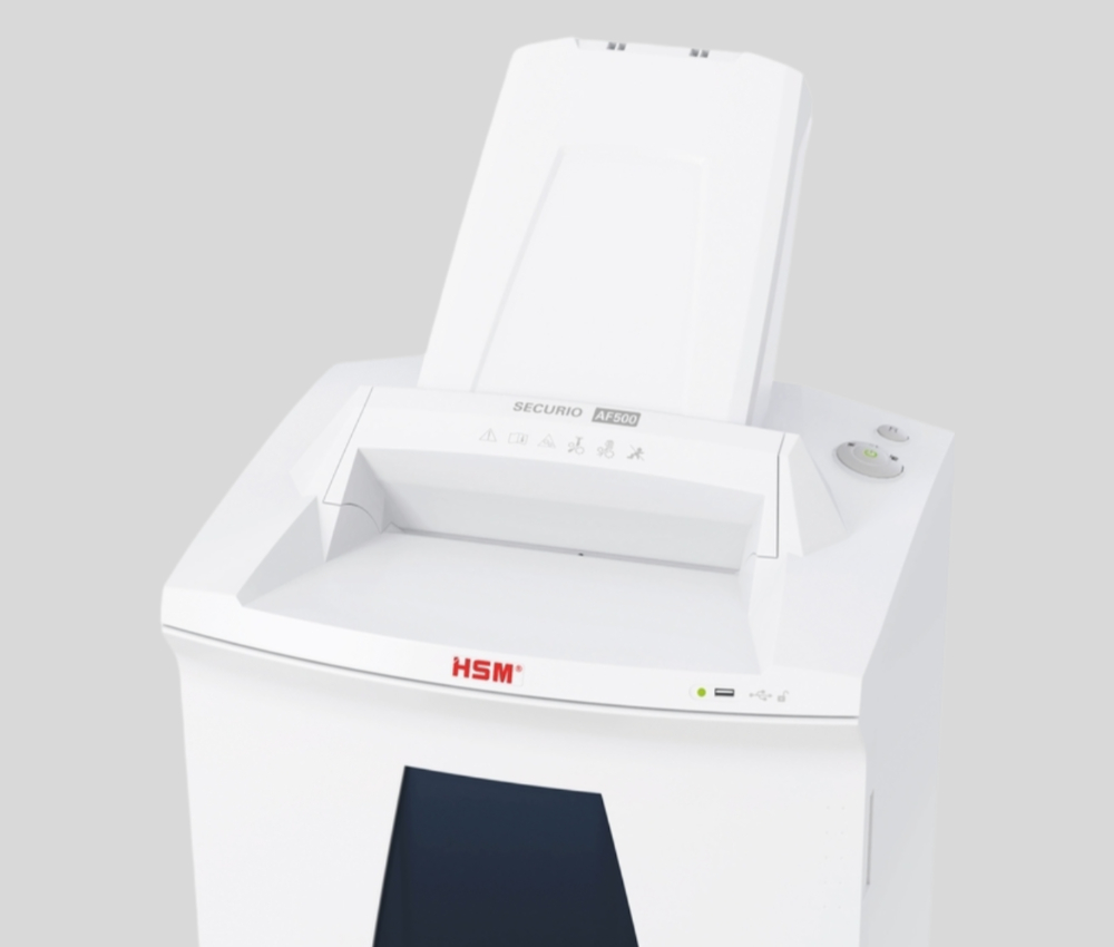 Insertion papier automatique (autofeed) destructeur coupe croisée P4 AF500 Securio 4,5 x 30 mm insertion papier automatique HSM 