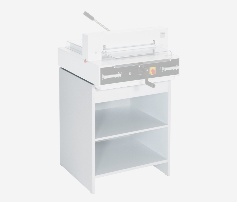 Meuble en bois du massicot électrique A3 4315 sur meuble IDEAL