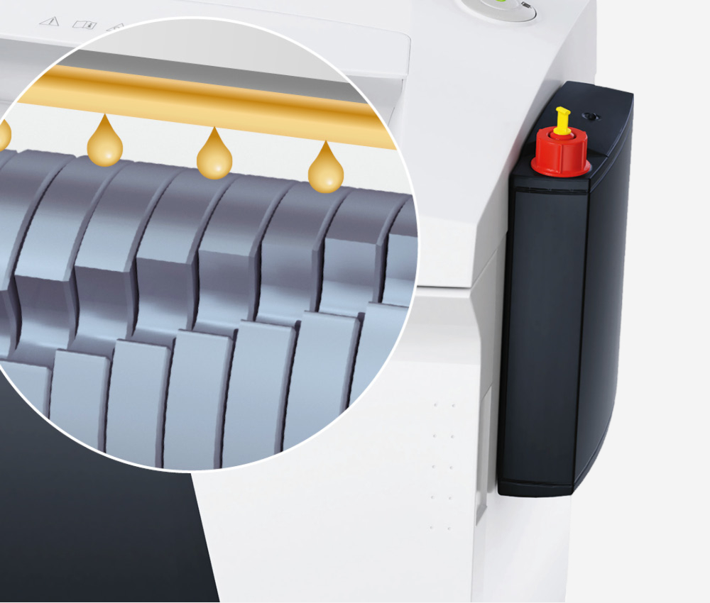 Le destructeur coupe croisée P5 B24 Securio 1,9 x 15 mm huileur automatique HSM est équipé d'un huileur automatique externe
