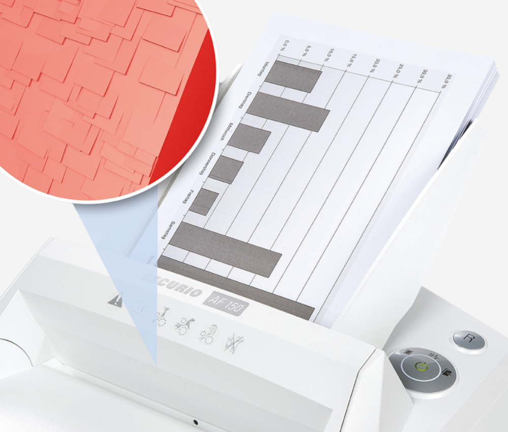 Le destructeur coupe croisée P4 AF100 Securio 4 x 25 mm insertion papier automatique HSM intègre la technologie Nanogrip